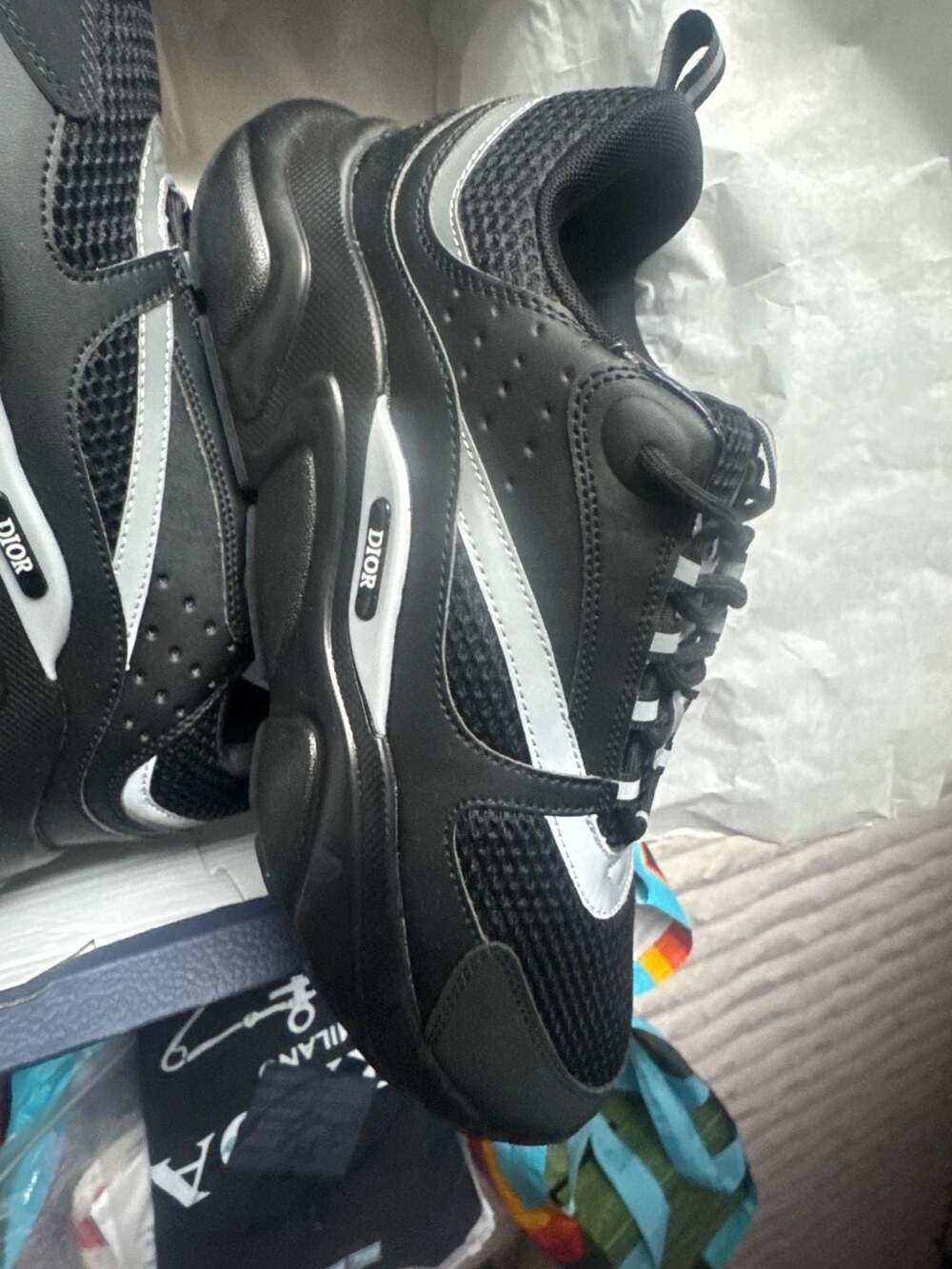 Christian Dior B22 Black and Silver Sneakers